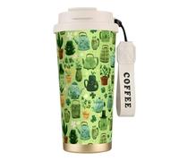 KSANNNS Green Themed Easter Printed 316 Stainless Steel Coffee Cup 17 Oz Vacuum Insulation Travel Cup, Conical Design, Comfortable Grip.