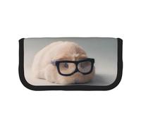 KSANNNS Guinea Pig with Glasses Printed Canvas Pencil Case, Durable Learning and Cosmetic Pencil Case
