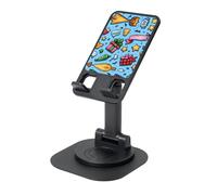 KSANNNS Last Minute Party Printed Circular Bottom Rotating Phone Holder, Foldable And Portable, Black And White