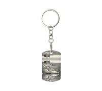KSANNNS Lioness With Cub Printed Fashionable Rectangular Metal Keychain, Suitable For Various Occasions