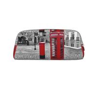KSANNNS London Red Telephone Booth Printed Simple Portable Stationery Bag, Light and Spacious School Office Stationery Storage Box