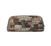 KSANNNS Old License Plate Printed Simple Portable Stationery Bag, Light and Spacious School Office Stationery Storage Box