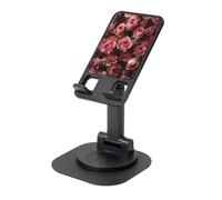 KSANNNS Pink Avalanche Roses Printed Circular Bottom Rotating Phone Holder, Foldable And Portable, Black And White