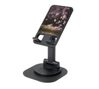 KSANNNS Pink Lilac Petals Printed Circular Bottom Rotating Phone Holder, Foldable And Portable, Black And White