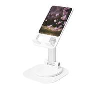 KSANNNS Pink Lilac Petals Printed Circular Bottom Rotating Phone Holder, Foldable And Portable, Black And White