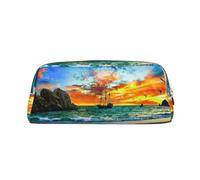 KSANNNS Pirate Ship in The Sunset Printed Simple Portable Stationery Bag, Light and Spacious School Office Stationery Storage Box