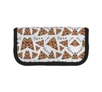KSANNNS Pizza Pattern Printed Canvas Pencil Case, Durable Learning and Cosmetic Pencil Case