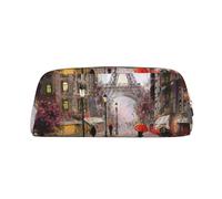 KSANNNS Rainy Street in Paris Printed Simple Portable Stationery Bag, Light and Spacious School Office Stationery Storage Box