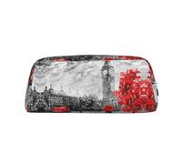 KSANNNS Red London Street Printed Simple Portable Stationery Bag, Light and Spacious School Office Stationery Storage Box