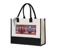 KSANNNS Rose Flower Wall Printed Reusable Canvas Gift Shopping Bag, Sturdy And Durable