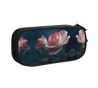 KSANNNS Rose Images Printed Large Capacity Double-Layer Zippered Pen Bag, Stationery Storage Bag