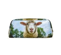 KSANNNS Sheep Looking Camera Printed Simple Portable Stationery Bag, Light and Spacious School Office Stationery Storage Box