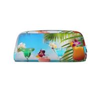 KSANNNS Tropical Cocktails Printed Simple Portable Stationery Bag, Light and Spacious School Office Stationery Storage Box