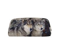 KSANNNS Two Wolves Printed Simple Portable Stationery Bag, Light and Spacious School Office Stationery Storage Box