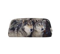 KSANNNS Two Wolves Printed Simple Portable Stationery Bag, Light and Spacious School Office Stationery Storage Box