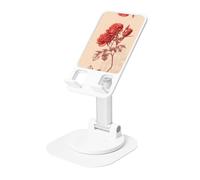 KSANNNS Vintage Red Rose Line Art Printed Circular Bottom Rotating Phone Holder, Foldable And Portable, Black And White