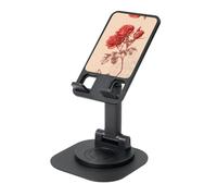 KSANNNS Vintage Red Rose Line Art Printed Circular Bottom Rotating Phone Holder, Foldable And Portable, Black And White