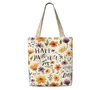 KSANNNS Watercolor Floral Background Printed Canvas Shoulder Shopping Bag, Sturdy And Durable, Suitable For Daily Activities