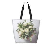 KSANNNS White Rose Printed Multifunctional, Environmentally Friendly, Durable Paper Reusable Shopping Handbag