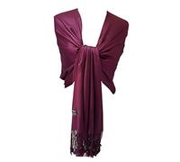 KSC New Silky Feel Pashmina Scarf Wedding Shawl Bridesmaid Scarves Party Wear Day To Evening Occasions Beautiful Colors (Purple Plum)