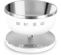 Smeg KSC01WHMWW Collection Digital Kitchen Scale with removeable bowl, four units of measurement and rechargeable battery, Matte White