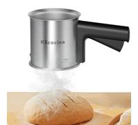 KScocina 3 Cup Stainless Steel Flour Sifter with Double Layer Fine Mesh, One Hand Press Crank, Ideal for Baking and Powdered Sugar Dusting Flour Sifter