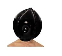 KSDEQM Fetish Latex Black Sexy Inflatable The Back Inflatable Segment Hood ,Black+Red Blue+Light Blue,M