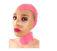 KSDEQM Latex Hood With Transparent Black Rubber Headwear Hood Back Zipper For Party Cosplay,pink,XL