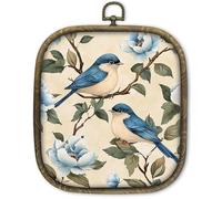 KSDUT Bird Wall Art Decor - Chinoiserie Neutral Mid Century Modern Wall Art Canvas Frame Hanging Prints, Vintage Landscape Square Wall Art Decor for Home Decorations 6.5"x5.7"