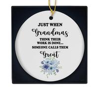 KSDUT Grandma Ornament - New Grandma Ceramic Ornament Keepsake, Pregnancy Announcement for Grandma Grandmother, Christmas Pregnant Ceramic Decor, First Time Grandma Decoration Hanging Ornament