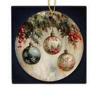 KSDUT Vintage Christmas Bauble Ball Ceramic Hanging Ornament Gifts