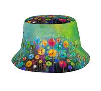 KSEFXXPKA Abstract Style Colorful Flowers Print Bucket Hat Uv Protection,Ideal for Outdoor Activities and Any Season