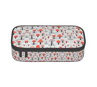 KSEFXXPKA Cartoon Mushrooms Print Pencil Case Spacious Oxford Cloth Storage with Multiple Compartments