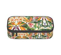 KSEFXXPKA Colorful Flowers Print Pencil Case Spacious Oxford Cloth Storage with Multiple Compartments