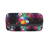 KSEFXXPKA Colorful Football Print Pencil Case Spacious Oxford Cloth Storage with Multiple Compartments