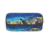 KSEFXXPKA Colorful Sea Fish Print Pencil Case Spacious Oxford Cloth Storage with Multiple Compartments