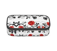 KSEFXXPKA Floral Rose with Leaves Spring Print Pencil Case Spacious Oxford Cloth Storage with Multiple Compartments