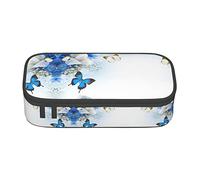 KSEFXXPKA Flowers and Butterfly Print Pencil Case Spacious Oxford Cloth Storage with Multiple Compartments