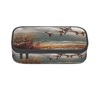 KSEFXXPKA Hunting Flying Wild Ducks Print Pencil Case Spacious Oxford Cloth Storage with Multiple Compartments
