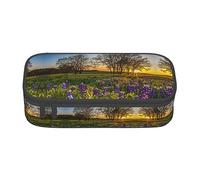 KSEFXXPKA Lavender Meadow At Sunset Spring Print Pencil Case Spacious Oxford Cloth Storage with Multiple Compartments