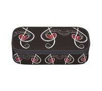 KSEFXXPKA Music Symbols Love Print Pencil Case Spacious Oxford Cloth Storage with Multiple Compartments