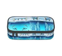 KSEFXXPKA Penguins Print Pencil Case Spacious Oxford Cloth Storage with Multiple Compartments