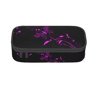 KSEFXXPKA Purple and Butterfly Print Pencil Case Spacious Oxford Cloth Storage with Multiple Compartments