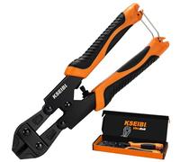 KSEIBI 141610 Mini Bolt Cutters 8 inch - Spring Loaded, CR-V Steel, Sharpened Cutting Edge, Wire Cutter, Snips Clippers, One Hand Operation, Small and Portable Design with Soft Grip Anti-Slip Handle