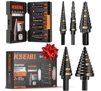 KSEIBI Step Drill Bit Set, High Speed Steel Black Oxide HSS Drill Bits with 3//8 Shank with 3 Flats for Woodworking, Metalworking (5PCS Step Drill Bit Set, 3-Flat)