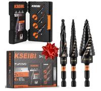 KSEIBI Unibit 3-Piece High-Speed Steel Step Drill Bit Set - For Stainless Steel, Aluminium, Wood