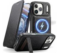 Kself Magnetic Leather Wallet Phone Case for iPhone 17 Pro Max with Stand
