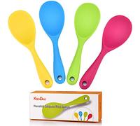 KSENDALO 4/Pack Silicone Rice Paddle, Non-stick/Eco-friendly/Heat-resistant Spoon, Works for Rice/Mashed Potato or more, 8.86 Inches Long, Multi-color