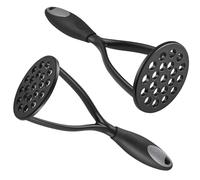 KSENDALO Nylon Potato Masher Set of 2, Thick Nonstick Food Masher Comfortable Rubber Wrapped Handle European Imported Nylon Blade, Black, K-108R2