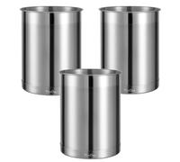 KSENDALO Stainless Steel Utensil Holder Set of 3 - 6.6* 5inch Round Kitchen Caddy, Crock, and Organizer for Cooking Spoons, Silverware, and Spatulas - Stylish Metal Container for Countertop, Silver
